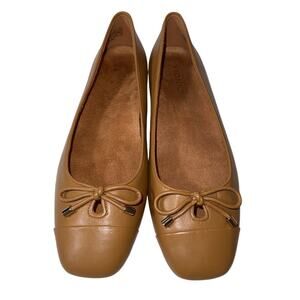 Vionic Klara Leather Bow Ballet Flats Nude Womens Sz 9.5 - Comfort Support Shoes